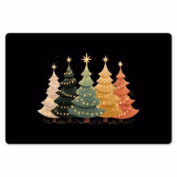 Kerstbomen - Kleurrijk - Lichtjes - Ster Placemat vinyl groot -zzsfeer1_Kitchenyeah-website