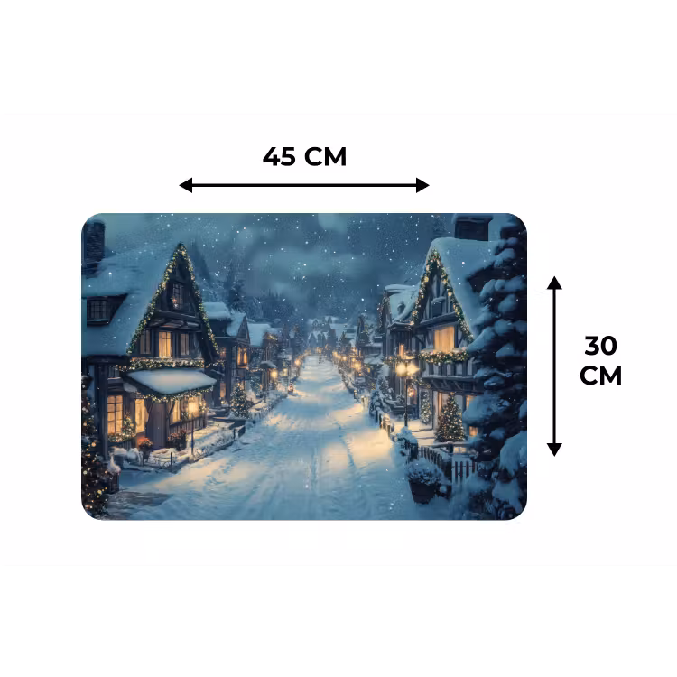 Kerstdorp - Kerst - Sneeuw - Winter Placemat vinyl groot -specs