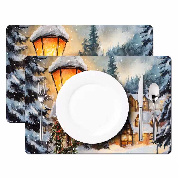 Kerstdorp - Huizen - Sneeuw - Kerst Placemat vinyl groot -zzsfeer2_Kitchenyeah-website