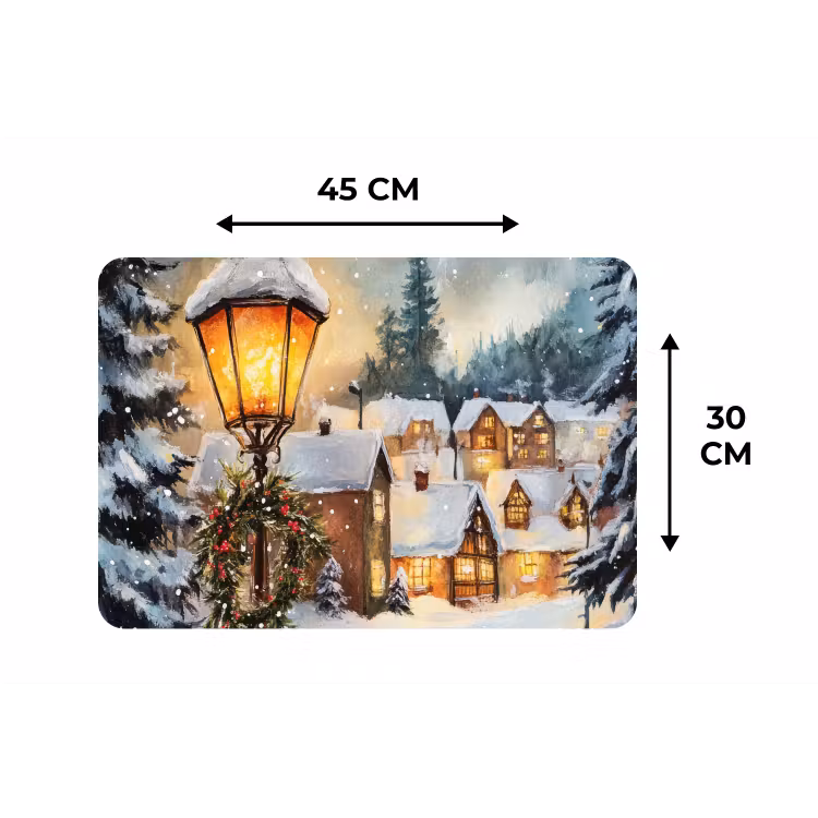 Kerstdorp - Huizen - Sneeuw - Kerst Placemat vinyl groot -specs