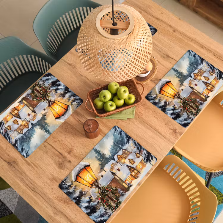 Kerstdorp - Huizen - Sneeuw - Kerst Placemat vinyl groot -zzsfeer5_Kitchenyeah-website