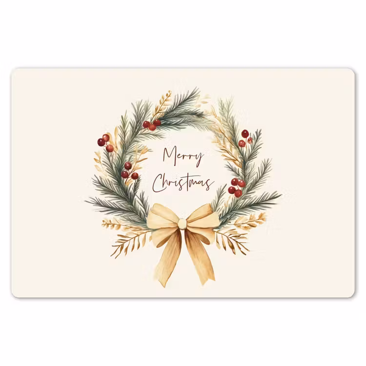 Kerstkrans - Kerst - Goud - Beige Placemat vinyl groot -zzsfeer1_Kitchenyeah-website