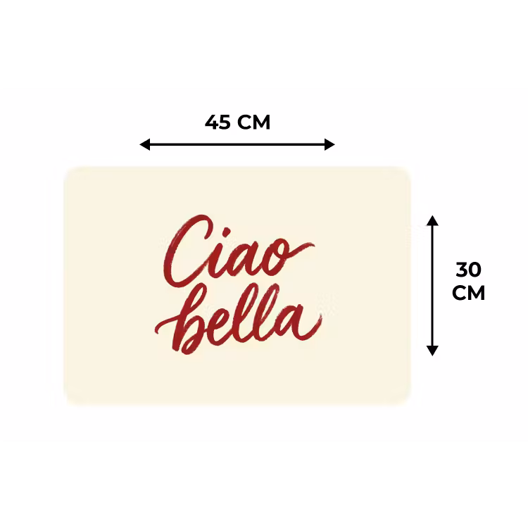 Ciao bella - Rood - Wit - Minimalistisch Placemat vinyl groot -specs