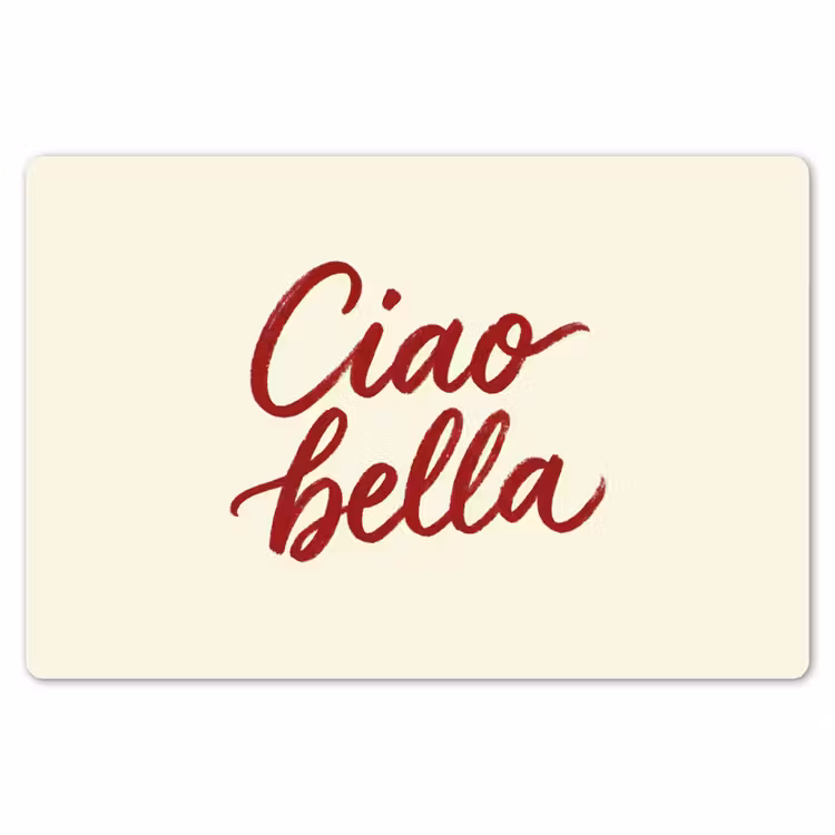Ciao bella - Rood - Wit - Minimalistisch Placemat vinyl groot -zzsfeer1_Kitchenyeah-website