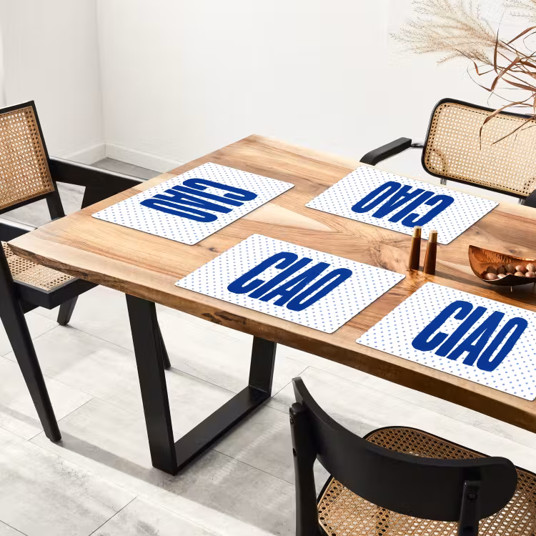 Ciao - Stippen - Roze - Wit Placemat vinyl groot -zzsfeer4_Kitchenyeah-website