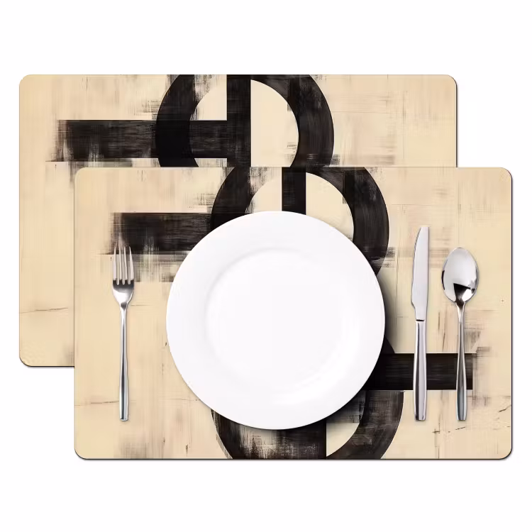 Cirkels - Balken - Zwart - Abstract Placemat vinyl groot -zzsfeer2_Kitchenyeah-website