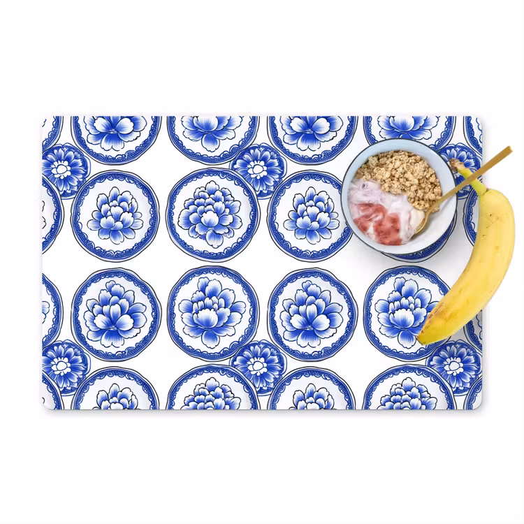 Cirkels - Bloemen - Blauw Placemat vinyl groot 368 -zzzproduct_Kitchenyeah-website