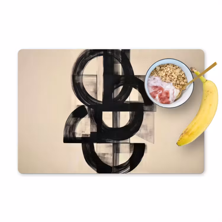 Cirkels - Lijnen - Vormen - Zwart Placemat vinyl groot -zzzproduct_Kitchenyeah-website