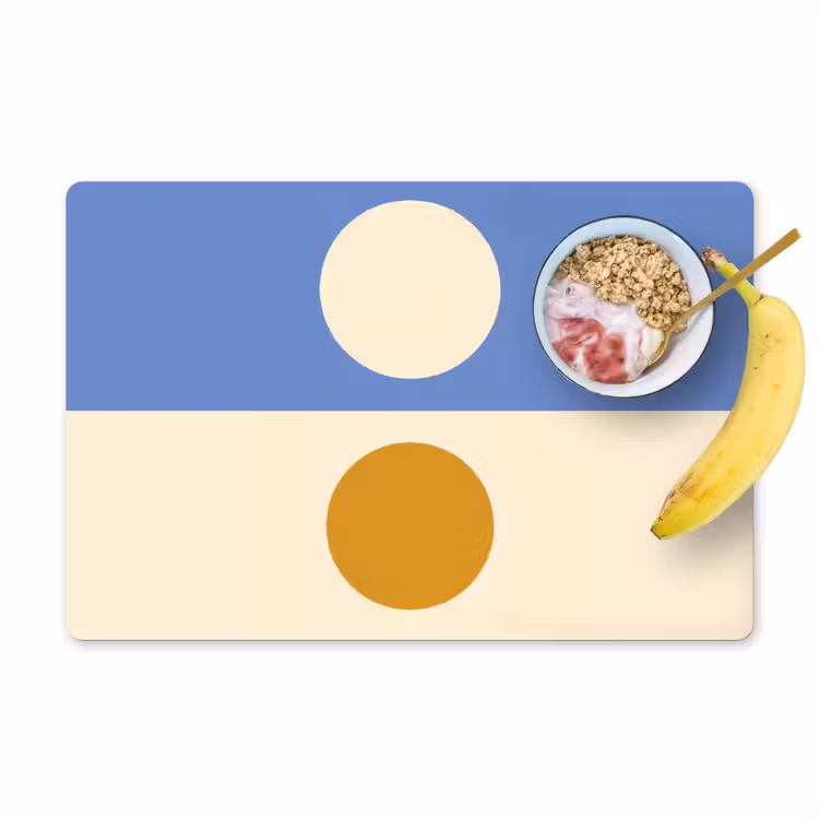 Cirkels - Symmetrisch - Wit - Blauw- Geel Placemat vinyl groot -zzzproduct_Kitchenyeah-website