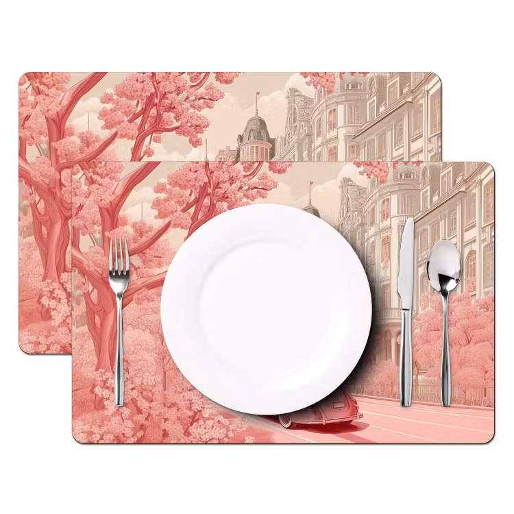 City - Car - Pink Placemat vinyl groot -zzsfeer2_Kitchenyeah-website