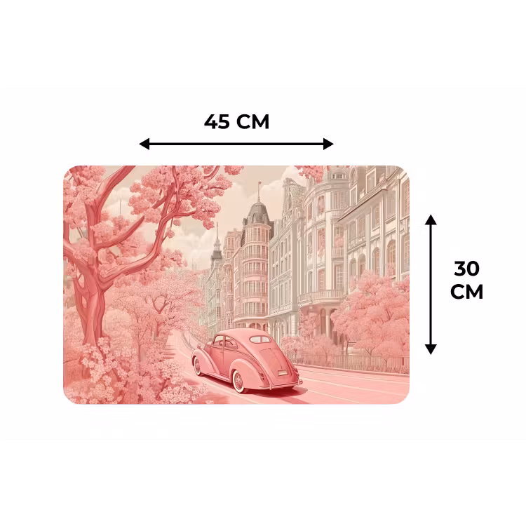 City - Car - Pink Placemat vinyl groot -specs
