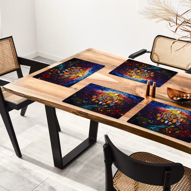 Stad - Maan - Mozaïek - Kleurrijk Placemat vinyl groot -zzsfeer4_Kitchenyeah-website