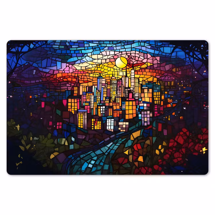 Stad - Maan - Mozaïek - Kleurrijk Placemat vinyl groot -zzsfeer1_Kitchenyeah-website