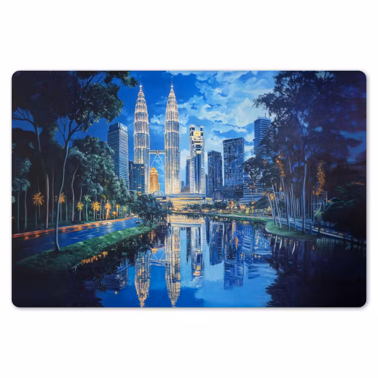 Stad Kuala Lumpur - Skyline - Wolkenkrabbers - Water Placemat vinyl groot -zzsfeer1_Kitchenyeah-website