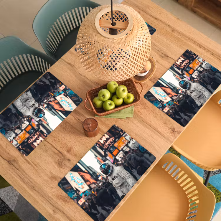 Stad - Mensen - Astronaut - Wit Placemat vinyl groot -zzsfeer5_Kitchenyeah-website