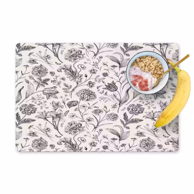 Classic - Black - White - Floral Placemat vinyl groot 368 -zzzproduct_Kitchenyeah-website