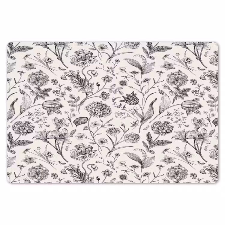 Classic - Black - White - Floral Placemat vinyl groot 368 -zzsfeer1_Kitchenyeah-website