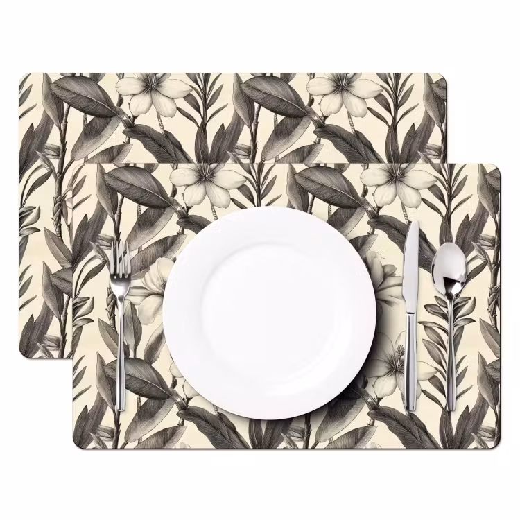 Klassiek - Botanisch - Zwart - Beige Placemat vinyl groot 368 -zzsfeer2_Kitchenyeah-website