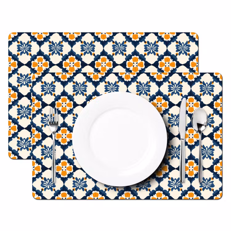 Klassiek - Geometrisch - Blauw Placemat vinyl groot 368 -zzsfeer2_Kitchenyeah-website