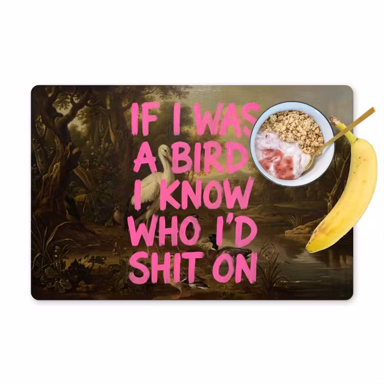 Klassiek - Humor - Roze Placemat vinyl groot -zzzproduct_Kitchenyeah-website