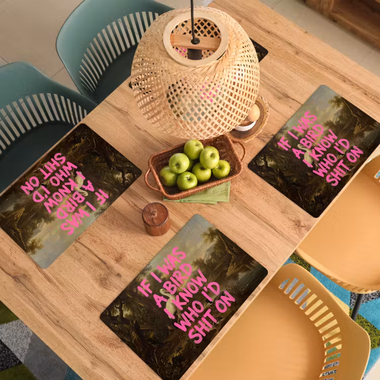 Klassiek - Humor - Roze Placemat vinyl groot -zzsfeer5_Kitchenyeah-website