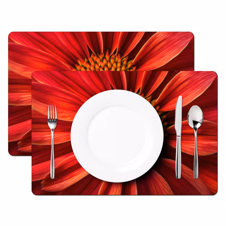 Close up - Bloem- Rood Placemat vinyl groot -zzsfeer2_Kitchenyeah-website