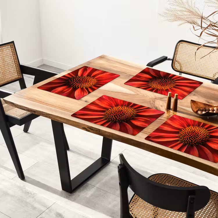 Close up - Bloem- Rood Placemat vinyl groot -zzsfeer4_Kitchenyeah-website