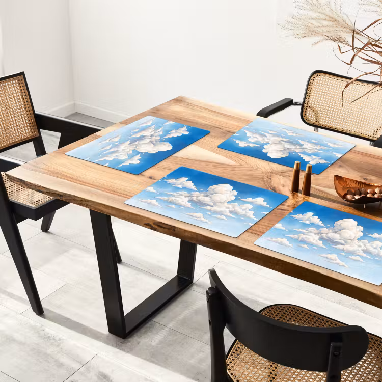 Wolken - Blauwe lucht - Natuur - Modern - Wit Placemat vinyl groot -zzsfeer4_Kitchenyeah-website