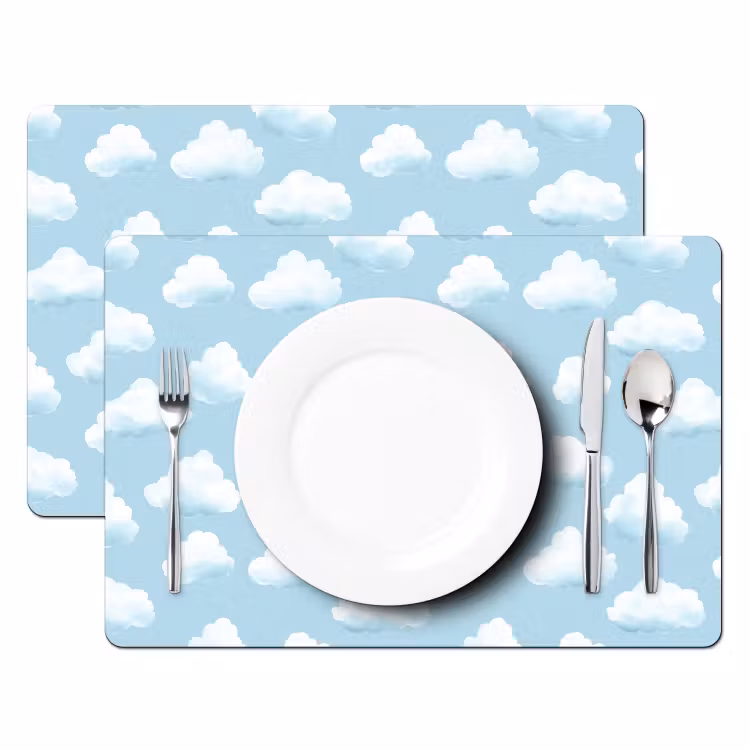 Wolken - Illustratie - Blauw Placemat vinyl groot 368 -zzsfeer2_Kitchenyeah-website