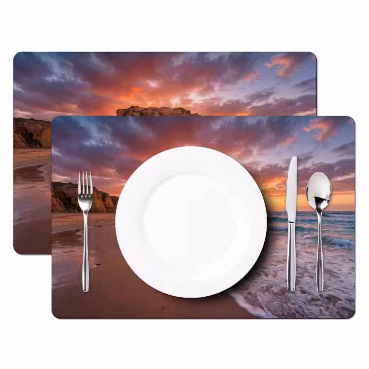 Kust - Rots - Zonsondergang - Zee - Natuur Placemat vinyl groot -zzsfeer2_Kitchenyeah-website