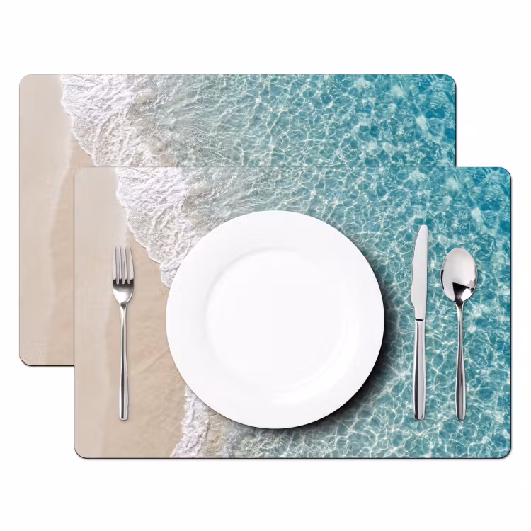 Kust - Zand - Blauw Placemat vinyl groot -zzsfeer2_Kitchenyeah-website
