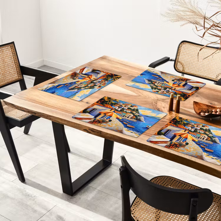 Kustdorp - Huisjes - Mozaïek - Zee Placemat vinyl groot -zzsfeer4_Kitchenyeah-website