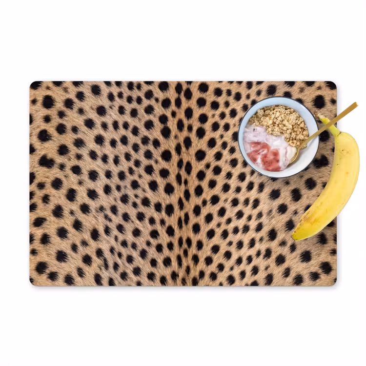 Vacht - Jachtluipaard - Zwart - Wit Placemat vinyl groot -zzzproduct_Kitchenyeah-website