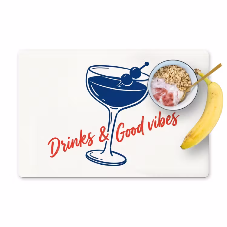 Cocktail - Glas - Illustratie - Blauw - Wit Placemat vinyl groot -zzzproduct_Kitchenyeah-website