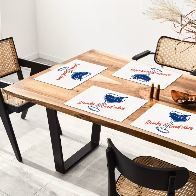 Cocktail - Glas - Illustratie - Blauw - Wit Placemat vinyl groot -zzsfeer4_Kitchenyeah-website