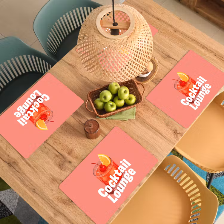Cocktail Lounge - Glas - Koraal Placemat vinyl groot -zzsfeer5_Kitchenyeah-website