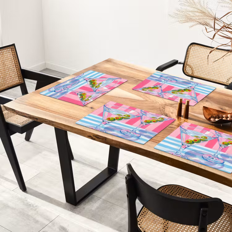 Cocktail - Olijven - Kunst - Modern - Roze Placemat vinyl groot -zzsfeer4_Kitchenyeah-website