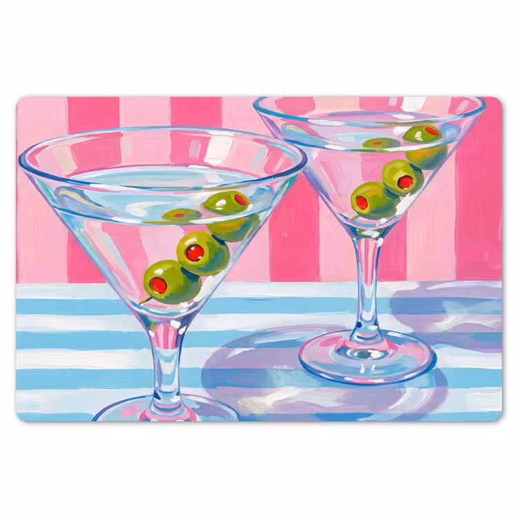 Cocktail - Olijven - Kunst - Modern - Roze Placemat vinyl groot -zzsfeer1_Kitchenyeah-website