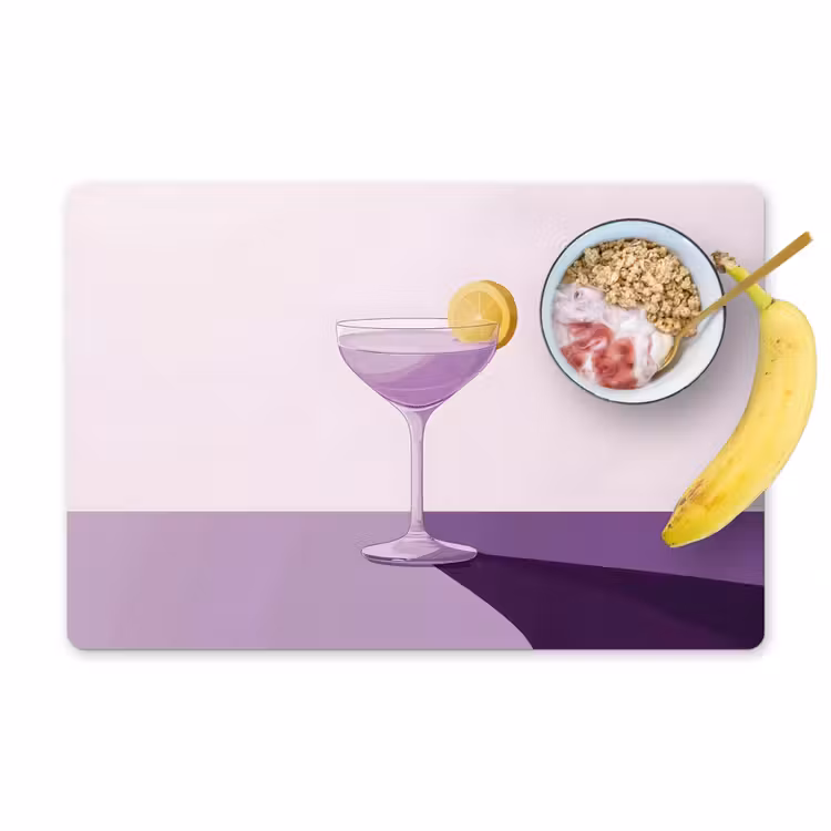 Cocktail - Paars - Minimalistisch - Citroen Placemat vinyl groot -zzzproduct_Kitchenyeah-website