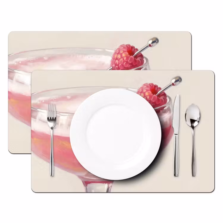 Cocktail - Framboos - Drank - Modern - Roze Placemat vinyl groot -zzsfeer2_Kitchenyeah-website