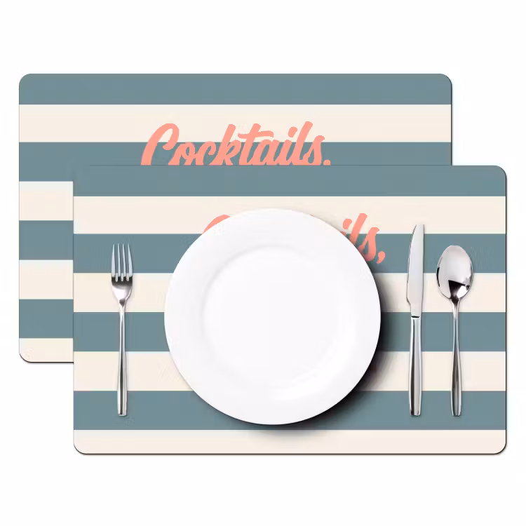Cocktails - Strepen - Blauw - Koraal Placemat vinyl groot -zzsfeer2_Kitchenyeah-website
