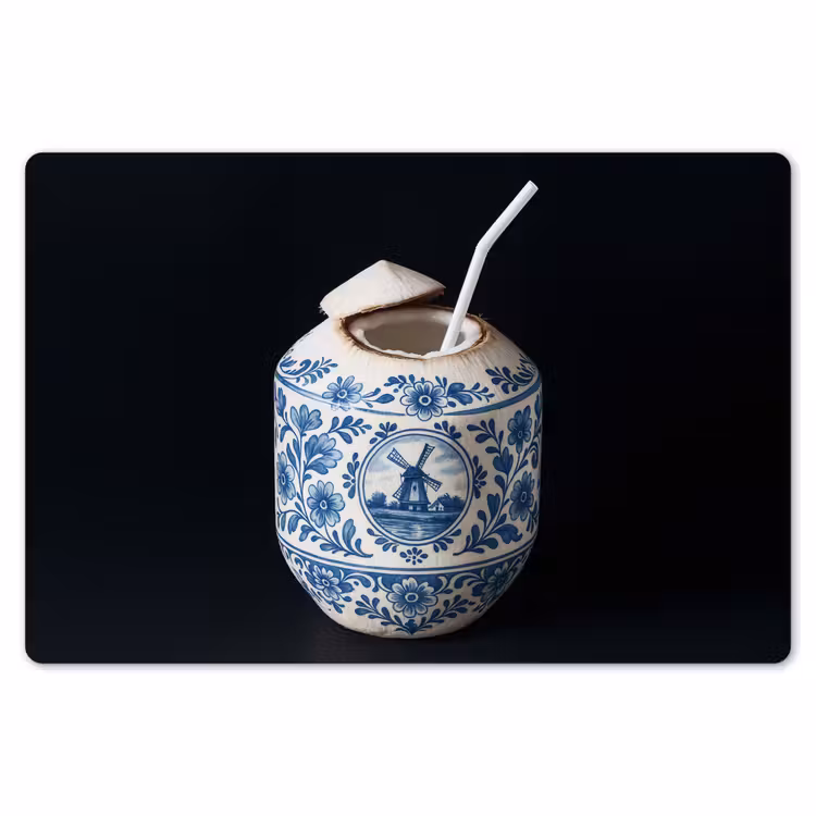Kokosnoot - Eten - Delfts blauw - Drinken Placemat vinyl groot -zzsfeer1_Kitchenyeah-website