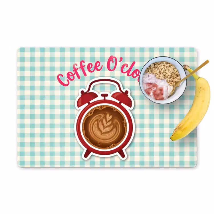Koffie - Klok - Groen Placemat vinyl groot -zzzproduct_Kitchenyeah-website