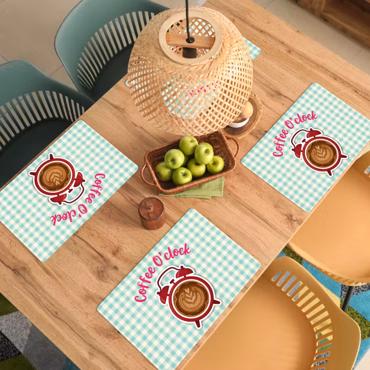 Koffie - Klok - Groen Placemat vinyl groot -zzsfeer5_Kitchenyeah-website