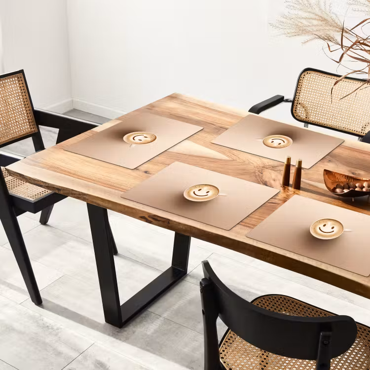 Koffie - Melkschuim - Lach - Beige Placemat vinyl groot -zzsfeer4_Kitchenyeah-website