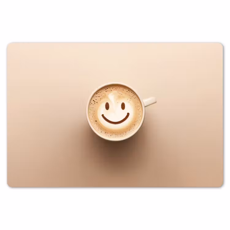 Koffie - Melkschuim - Lach - Beige Placemat vinyl groot -zzsfeer1_Kitchenyeah-website