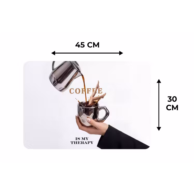 Koffie - Mok - Kan - Therapie Placemat vinyl groot -specs