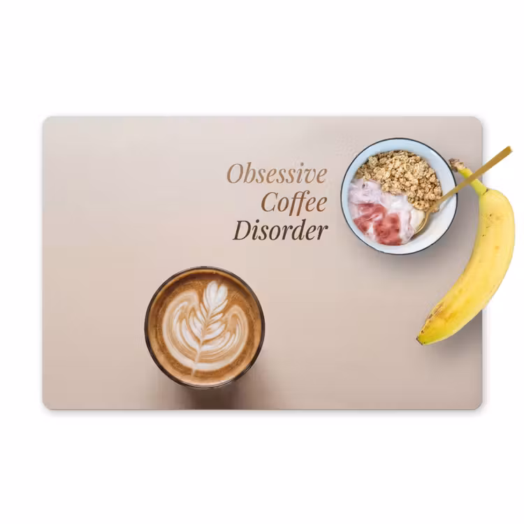 Koffie - Obessive Coffee Disorder - Beige Placemat vinyl groot -zzzproduct_Kitchenyeah-website