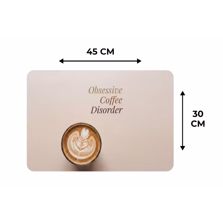 Koffie - Obessive Coffee Disorder - Beige Placemat vinyl groot -specs