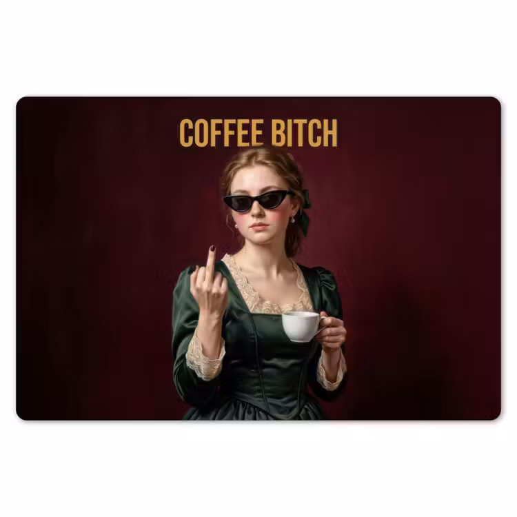 Koffie - Vrouw - Middelvinger Placemat vinyl groot -zzsfeer1_Kitchenyeah-website